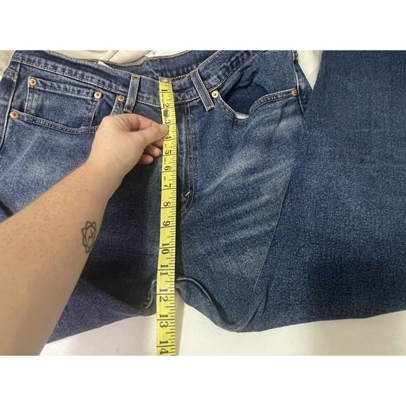 Levis 505 Jeans Mens 34x29 Distressed Blue Denim Regular Fit Stretch Zip Fly - Picture 11 of 11